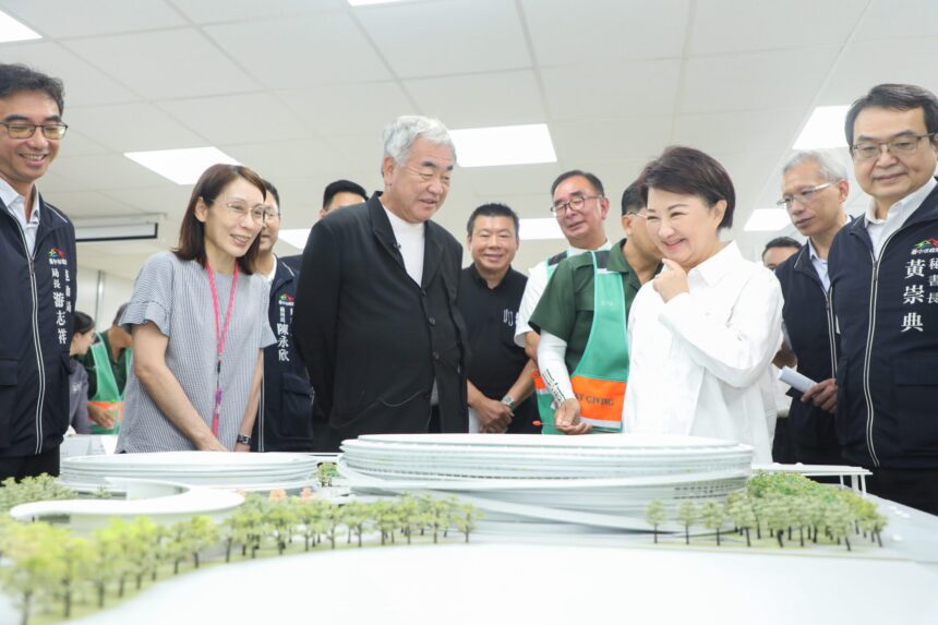 新里程碑！台中巨蛋邁入主體工程階段　盧市長偕隈研吾勉勵施工團隊