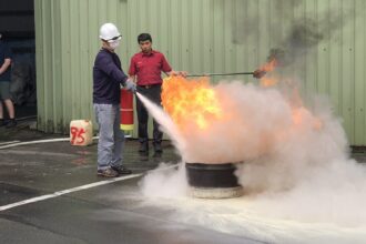 強化企業防災意識　基隆安樂消防分隊實施現場操作訓練