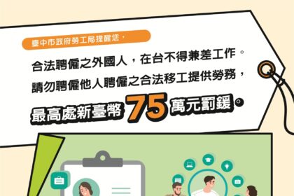 落實「查、核、問」3步驟！　中市勞工局呼籲雇主勿非法聘僱外國人