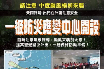 中度颱風「楊柳」強勢逼近！　中市建設局完成整備 全力嚴防豪雨強風