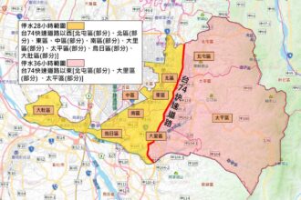 景山溪水管橋前2600mm管線突發滲漏緊急搶修　台中9行政區8/19上午10時起停水28至36小時