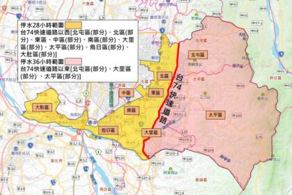 景山溪水管橋前2600mm管線突發滲漏緊急搶修　台中9行政區8/19上午10時起停水28至36小時