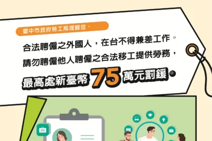 移工身分合法　從事許可外工作仍屬違法　中市勞工局籲雇主合法聘僱外國人