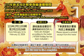北北基計程車　2/11~2/22春節加成　一律按表收費