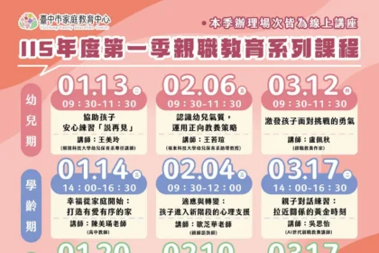 0到18歲怎麼教?　 中市家庭教育中心9場線上課程免費看