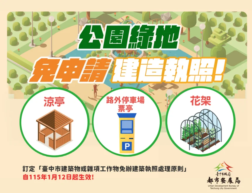 加速公共建設推動　中市訂定免辦建築執照處理原則