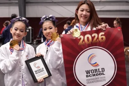 榮耀彰化　世界喝采　員林國小游捷米、張璦薇勇奪　2026世界中小學啦啦隊錦標賽雙人彩球冠軍