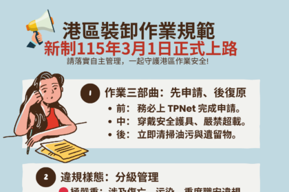 港區安全再升級　臺灣港務公司「公用場域使用須知」　將於115年3月1日正式施行