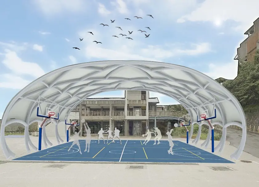 暖暖高中薄膜屋頂半戶外球場動工　謝國樑：打造不受天候影響的校園與社區運動空間