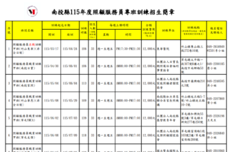 南投縣照服員專班訓練開始受理　歡迎踴躍報名