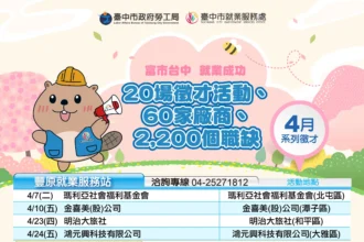 青年朋友集合囉！　求職應援季全面啟動 中市勞工局4月份首發20場徵才超過2,200個職缺
