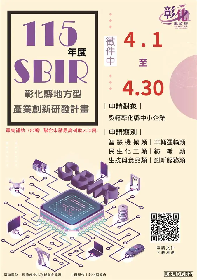 彰化地方型SBIR補助創新高5,130萬4,000元　結合3.8億元轉型政策加速產業升級