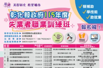 領補助、學技能、助就業！ 彰化縣115年失業者職業訓練班招生中
