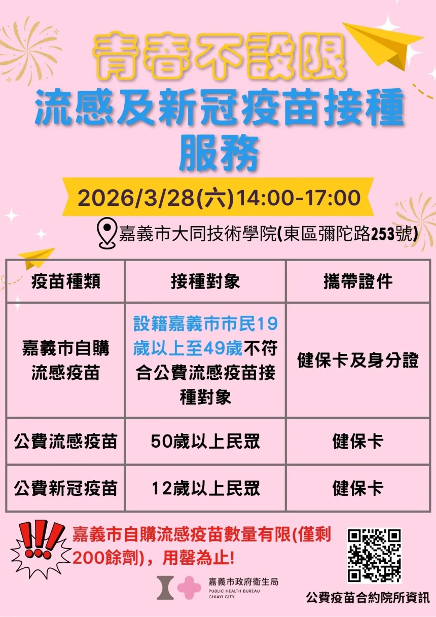 看表演、逛市集還能打疫苗　嘉市28日打造青春防疫場域