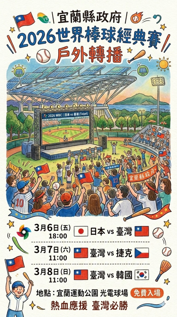 WBC5日開打　宜縣府攜手頭城、礁溪3地同步戶外轉播