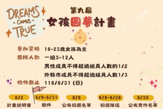 台中女兒館「女孩圓夢計畫」5月2日啟動　揪團用創意翻轉性別偏見