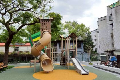 內湖2.0版康樂綠地老少共融　樹屋遊戲場置身水畔田園
