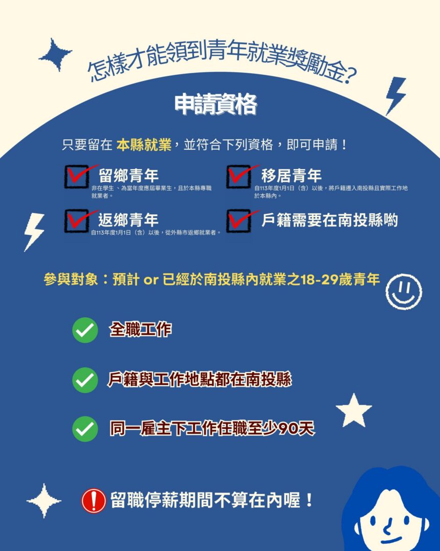投縣府推出青年就業獎勵金　協助返鄉青年穩定就業