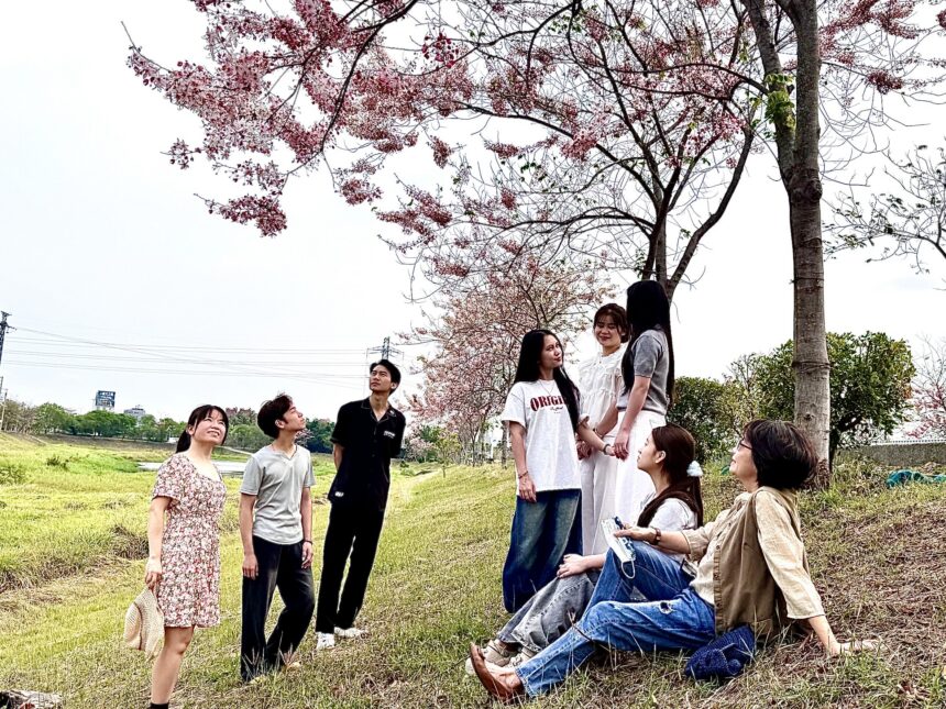 台南仁德滯洪池花旗木綻開 中華醫大師生分享最新花況